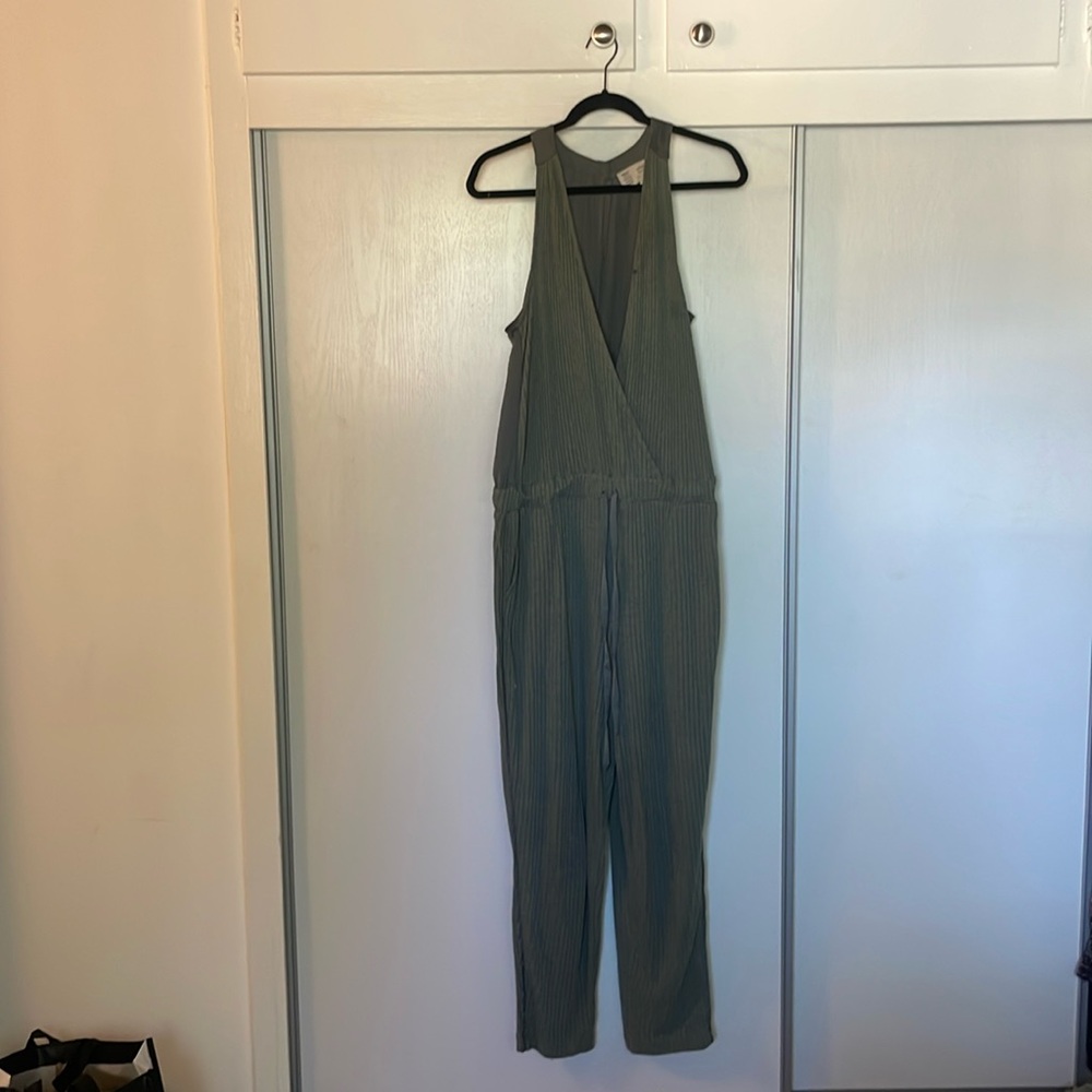 Anthropologie green cotton jumpsuit